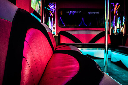 pink limo bus interior